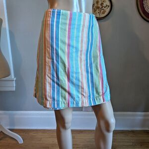 Vintage Y2K Lizsport Striped Skort Mini Wrap Front Pastel Plus Size 16